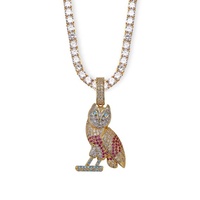 Nouveau style Colliers pendentifs hibou 3D pour hommes, chaîne micro-pavée de zircone cubique, bijoux hip-hop CZ, cadeau pour femme, style bling rock