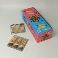 Bâtonnets de biscuits à tremper au chocolat 3 saveurs, biscuits à tremper au lait / fraise / cacao, boîte de présentation de collations croustillantes pour enfants, vente en gros