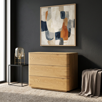 Commode minimaliste en chêne chaud, commode basse moderne pour la maison