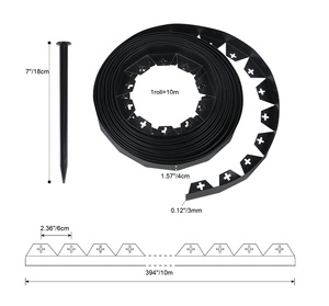 HUGELEAF <b>Plastic</b> Easily Assembled Flexible No-Dig Black Garden Landscape Edging with Anchoring Spikes - Product Image 2