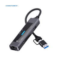 Hub de lecteur de carte USB OTG 5 en 1, adaptateur Ethernet, hub USB C avec RJ45 100M, USB-C 3.0 2.0, port SD TF pour ordinateur, PC, téléphone portable