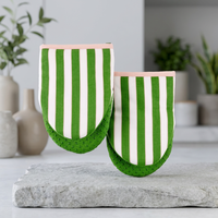 Kate Spade New York Set di 2 Guanti da Forno Mini in Cotone a Righe Botaniche 5.5 X 8 Verde/Rosa