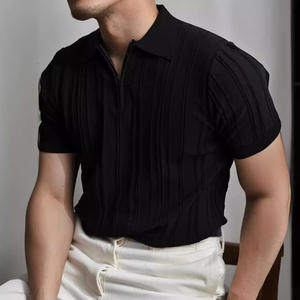 เสื้อถักสไตล์อเมริกันเรโทร แขนสั้น/ไม่มีแขน ทรงหลวม คอปกพับได้ ผ้าวอร์สเต็ด สำหรับผู้ชาย ใส่สบายๆ ในฤดูร้อน สไตล์โกธิค - Product Image 2