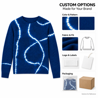 Fabricant de pulls teints Shibori, hauts en tricot tie-dye, OEM, ODM, marque privée, vente en gros, production en vrac pour les marques de mode
