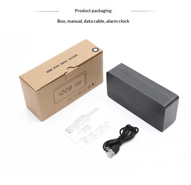 Modern Home Decor LED Desk Alarm Clock Fashionable Portable Wooden USB Battery Supply Home Decorative Wall Clock