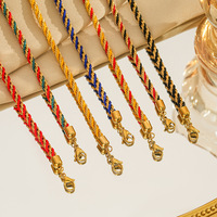 Bracelet en acier inoxydable tressé fait main, motif torsadé, bicolore, coloré, pour femme, bijou de charme