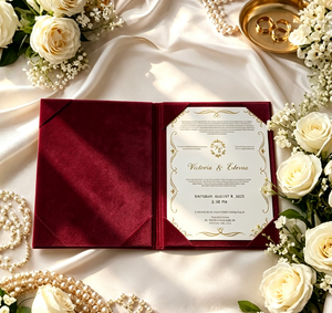 Porte-certificat de mariage en velours rigide, personnalisé avec calligraphie islamique dorée, pour certificat de Nikkah et invitations de mariage - Product Image 5