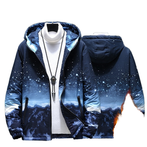 Pull à capuche zippé pour homme, collection automne-hiver, imprimé numérique 3D, doublure en fil teint, motif dégradé, offre spéciale - Product Image 1