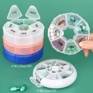 SUNSHING Rotating Pill Organizer Personalized Snapshut Pill Case <b>7</b> Day Travel Supplement Dispenser Vitamins Storage Container - Product Image 1