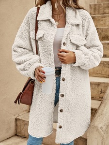 Veste en flanelle matelassée à manches longues pour femmes, veste en sherpa respirante, boutons, taille <span class=keywords><strong>XL</strong></span> pour l'<span class=keywords><strong>hiver</strong></span> - Product Image 2