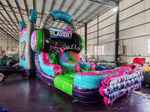 Castillo Inflable Comercial con Temática de <span class=keywords><strong>Videojuegos</strong></span>, con Tobogán y Pista de Obstáculos Inflable para Alquiler en Fiestas Infantiles - Product Image 2