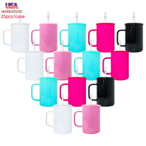 Almacén de EE. UU. Listo para enviar 25 paquetes de brillo holográfico brillo 17oz Sublimación Taza de <span class=keywords><strong>Camper</strong></span> de vidrio de color en blanco con tapa de PP - Product Image 2