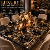 Ensemble de sets de table en or noir, options personnalisées, résistant à la chaleur, imperméable, anti-taches, facile à nettoyer, set de table pour restaurant