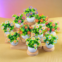 Tanaman hijau buatan plastik Krisan Bonsai kecil restoran rumah Desktop ornamen Mini tanaman pot Chamomile