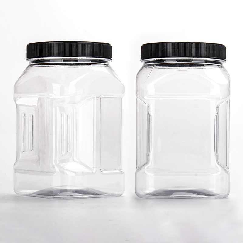 Custom Logo 1500ml Wide Mouth Plastic Square Jar Clear Empty Storage Containers PET Plastic Jar for Dry Fruits with Lid