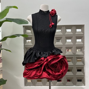 Robe sans manches à fleurs tridimensionnelles de luxe léger pour femmes été nouveau <span class=keywords><strong>style</strong></span> robe Boutique <span class=keywords><strong>vêtements</strong></span> pour femmes - Product Image 3