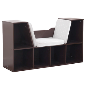 Banc de lecture en bois pour enfants Espresso avec rangement ouvert, coin lecture Montessori pour enfants, banc de rangement en bois avec compartiments - Product Image 2