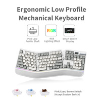 TFT ekran ile sıcak değiştirilebilir RGB Tri modu kablosuz + kablolu + BT oyun şarj edilebilir mekanik RGB ergonomik klavye