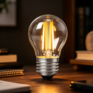 หลอดไฟ LED ฟิลาเมนต์ Edison รุ่น G45 ขั้ว E26 แรงดันไฟฟ้า 110V  ไม่สามารถหรี่แสงได้  ฝาครอบพลาสติกใส ค่า Ra80 CRI 3000K แสงวอร์มไวท์ ได้รับการรับรองมาตรฐาน CE/FCC/RoHS - Product Image 5