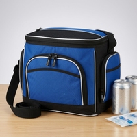 Sac isotherme bleu noir réutilisable avec blocs réfrigérants, imperméable en Oxford, multi-poches, sac à déjeuner thermique pliable avec fermeture éclair