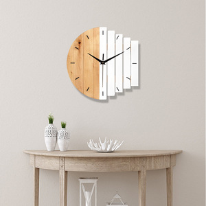 Horloge murale en bois massif haut de gamme avec design à échelle en bois pour la décoration de la maison, salon, bureau à domicile, rétro, nostalgique - Product Image 4