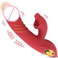 Nouveau Godemiché vibrant Emma Red-lip transfrontalier à poussée automatique, contrôle par bouton électrique, bruit 60 dB, pour la masturbation féminine