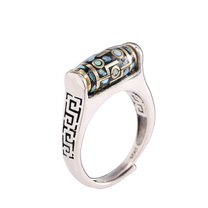 Anéis Rotativos de Estilo Buda Simples em Prata S925 BOCAI para Homens e Mulheres, Presentes Exquisitos de Aniversário - Product Image 1