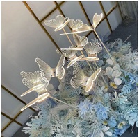 Accessoires de mariage, 5 papillons en acrylique lumineux, lumières LED pour allée, lumières de scène pour centre de table de mariage, décoration d'événements