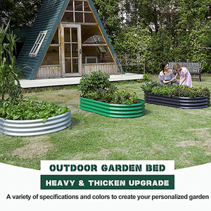 New Galvanized Raised Garden Bed Elevated Metal 8" Tall 4-in-1 Grow <b>Herbs</b> and Vegetables Home - Product Image 2