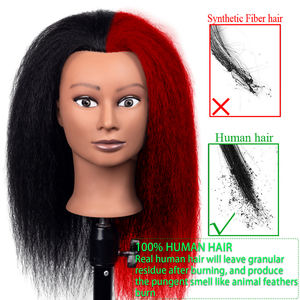 Cabeza de Maniquí de cabello humano 100% con peluca y pelucas de pie para peluquería, cosmetología, práctica, entrenamiento, cabeza de muñeca - Product Image 3