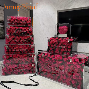 AM-PFE108 Ammy 33 Rosa Grande Preservata in Scatola Acrilica Design Elegante da Giardino per Romantica Festa della Mamma San Valentino Quadrata - Product Image 5