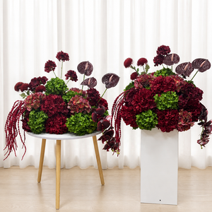 EG-NB2-2 2027 Nuova Tendenza Centrotavola di Lusso per Matrimoni, Sfera Floreale Verde con Ortensie Bordeaux per Decorazione di Tavoli, Sale Banchetti ed Eventi - Product Image 6