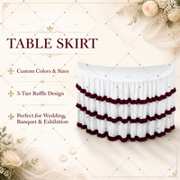 Nappe de table vintage en satin coloré à volants en dentelle, motif gâteau, rouge et blanc, pour fêtes, mariages, buffets de desserts