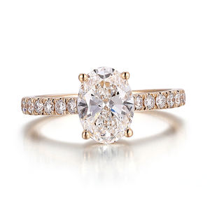 Bijoux de mode, bague en or massif 14 carats avec diamant, pierre principale 2 carats, diamant ovale de laboratoire certifié IGI, bague de fiançailles - Product Image 2