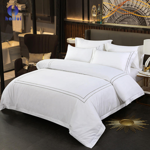 Blanco puro 100% algodón King Size Juego de cama de Hotel 3 4 5 estrellas Suministros de hotel Sábana de hotel suave - Product Image 1