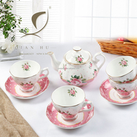 Service à thé QIAN HU en porcelaine fine européenne rétro, écologique, personnalisable avec logo, classique et traditionnel, 5 pièces, 570 ml