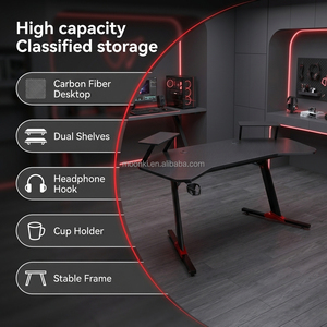 Wholesale Wooden Gaming Computer <b>Desk</b> with <b>Large</b> Desktop Dual Shelves Cup Holder & Extendable Design - Product Image 5