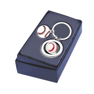 Porte-clés de baseball avec breloque pièce rotative, design métallique, cadeau sportif - Product Image 2