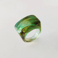 Bague tendance en résine transparente à motif marbré irrégulier, bague carrée épaisse en résine pour femme, bijou élégant, cadeau