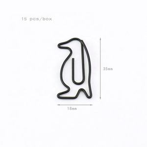 ファンシーなデザインの黒のかわいい動物のペンギンの形のペーパークリップ - Product Image 1