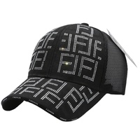 Gorra de béisbol unisex ajustable de 6 paneles con malla de diamantes de imitación, nueva, fresca y versátil para parejas, protección solar para el verano
