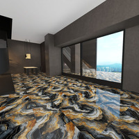Carreaux de sol de qualité supérieure Foshan 60x60 Noir ou 600x600, carreaux de sol polis brillants noir et or pour hall d'entrée 60x60