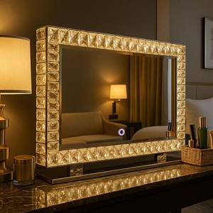<span class=keywords><strong>Miroir</strong></span> Mural de Luxe LED pour Salle de Bain, <span class=keywords><strong>Miroir</strong></span> de Maquillage à Lumière LED, Vanity en Cristal Diamant pour Salon de Beauté - Product Image 1