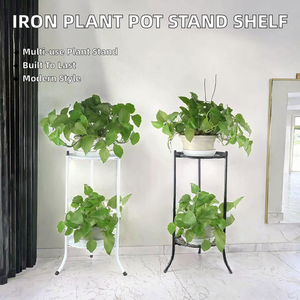 Support de pot de fleurs en fer émaillé contemporain, étagère de présentation pour jardin, patio, extérieur, décoration de la maison - Product Image 2