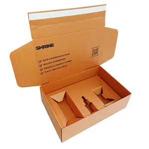 Caja de embalaje de envío corrugado reciclable con inserto de papel para el cuidado de la piel para envío de velas