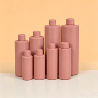 Bouteille cylindrique en plastique PE mat au toucher doux, couleur personnalisée, bouchon à vis, emballage de voyage pour lotion, shampoing, cosmétiques liquides