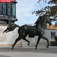 YOUFINE Statue de cheval en bronze grandeur nature, sculpture équestre réaliste pour ranch et propriété