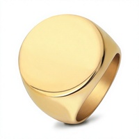 Bague Chevalière Étanche en Acier Inoxydable 304, Plaqué Or PVD 18K sous Vide, Logo Personnalisé Gravé au Laser, Cadeau pour Couple