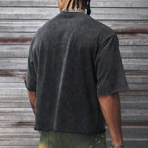 Camisetas Oversize Personalizadas con Diamantes de Imitación y Borde Deshilachado, Estilo Streetwear, Bling, Manga Corta, Vintage, Lavado Ácido - Product Image 2