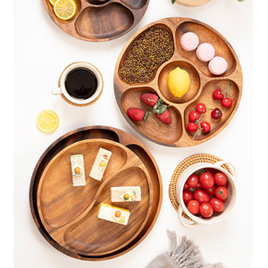 Originality Custom Multi Shaped Acacia <strong>Wood</strong> Grid Tray for Home Dried Fruit Solid <strong>Wood</strong> Nut Dim Sum Dish <strong>Plate</strong> - Product Image 6